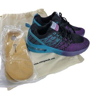 Omega Walk Shoes Air Cushioned Inserts Bag Set Womens US 6 EU 40 Blue Purple